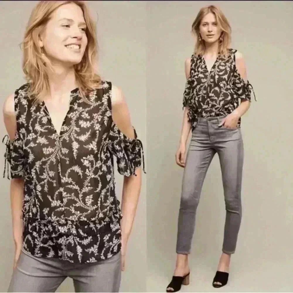 Maeve ANTHROPOLOGIE Cold Shoulder Tressa Blouse Size S